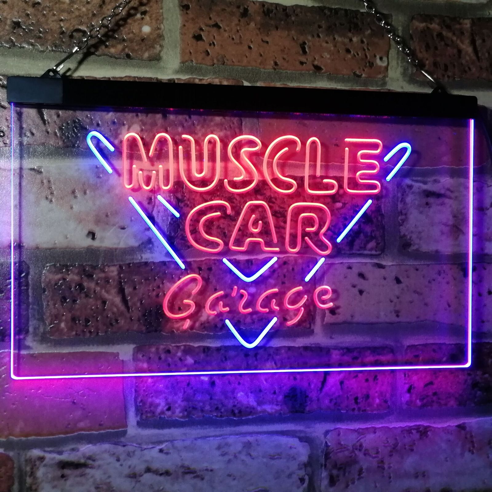 Muscle Car Garage Dual Color Led Neon Sign
